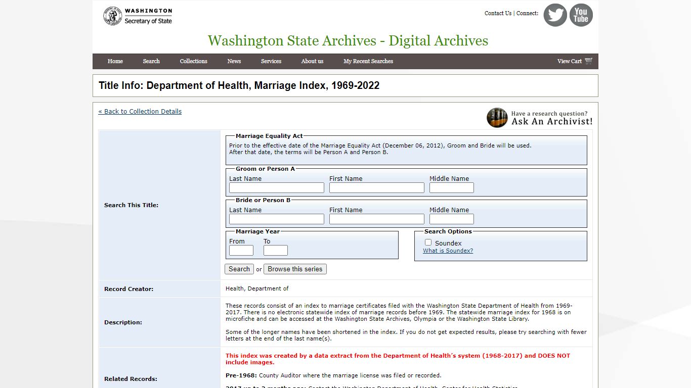 Washington State Archives, Digital Archives - Title Info: Department of ...